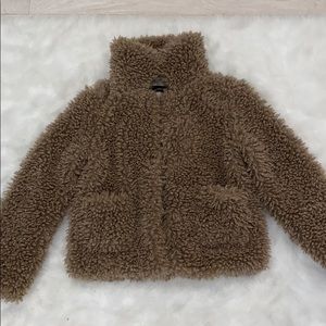Zara Basic, Fuzzy, Sherpa, camel color, size S